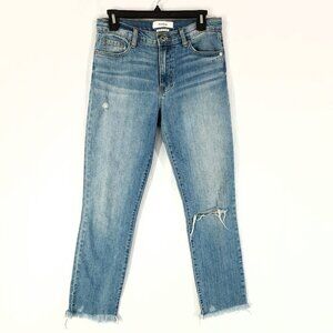 Pistola Distressed Jeans Size 26 Raw Hem Cropped Boot High Rise Blue Denim